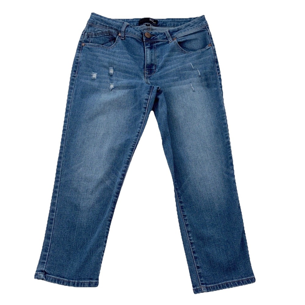 1822‎ Denim Tapered Ankle Jeans Blue Wash Stretch Distressed Y2K Normcore 12